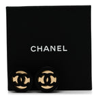 Chanel Resin CC Round Earrings Gold Black