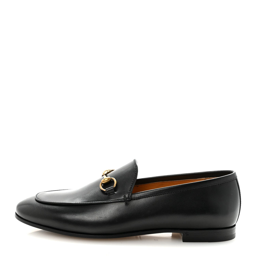 Gucci Betis Glamour Calfskin Womens Jordaan Loafers 37 Black