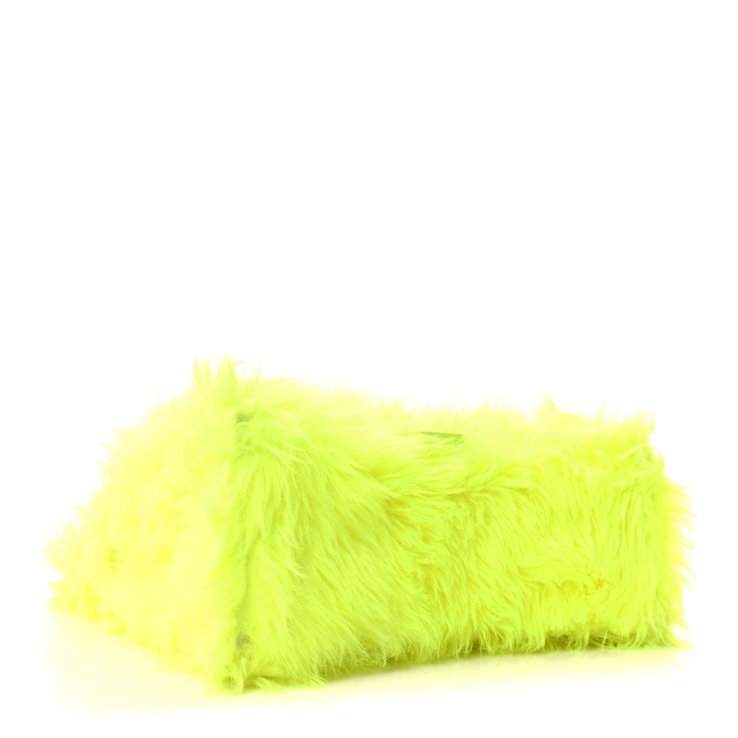 Balenciaga Faux Fur Medium Fluffy Hourglass Top Handle Bag Fluo Yellow