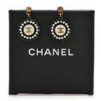 Chanel Resin Crystal CC Drop Earrings Black White