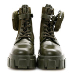 Prada Spazzolato Rois Re-Nylon Metal Triangle Logo Monolith Pouch Pocket 55mm Boots 37.5 Militare