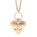 Chanel Metal CC Heart Locket Necklace Gold