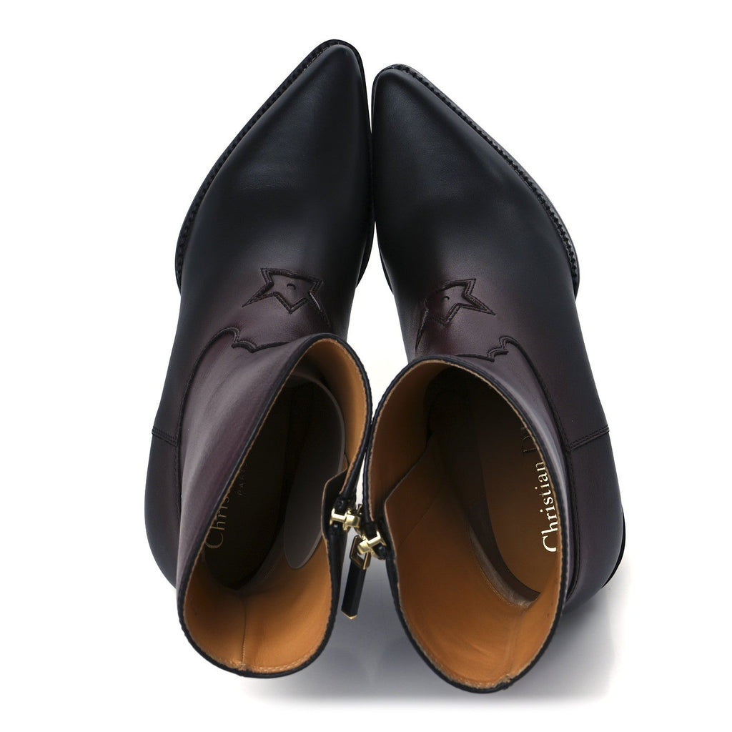 Christian Dior Shaded Calfskin Ombre L.A. Ankle Boots 37 Black Rouge
