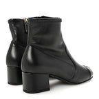 Chanel Stretch Lambskin Cap Toe CC Uniform Short Boots  35 Black