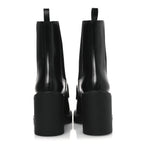 Gucci Calfskin Horsebit Double Stretch Rib Womens Ankle Boots 38.5 Black