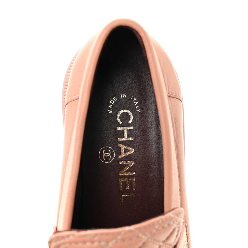 Chanel Lambskin Quilted CC Turnlock Loafers 35.5 Dark Pink