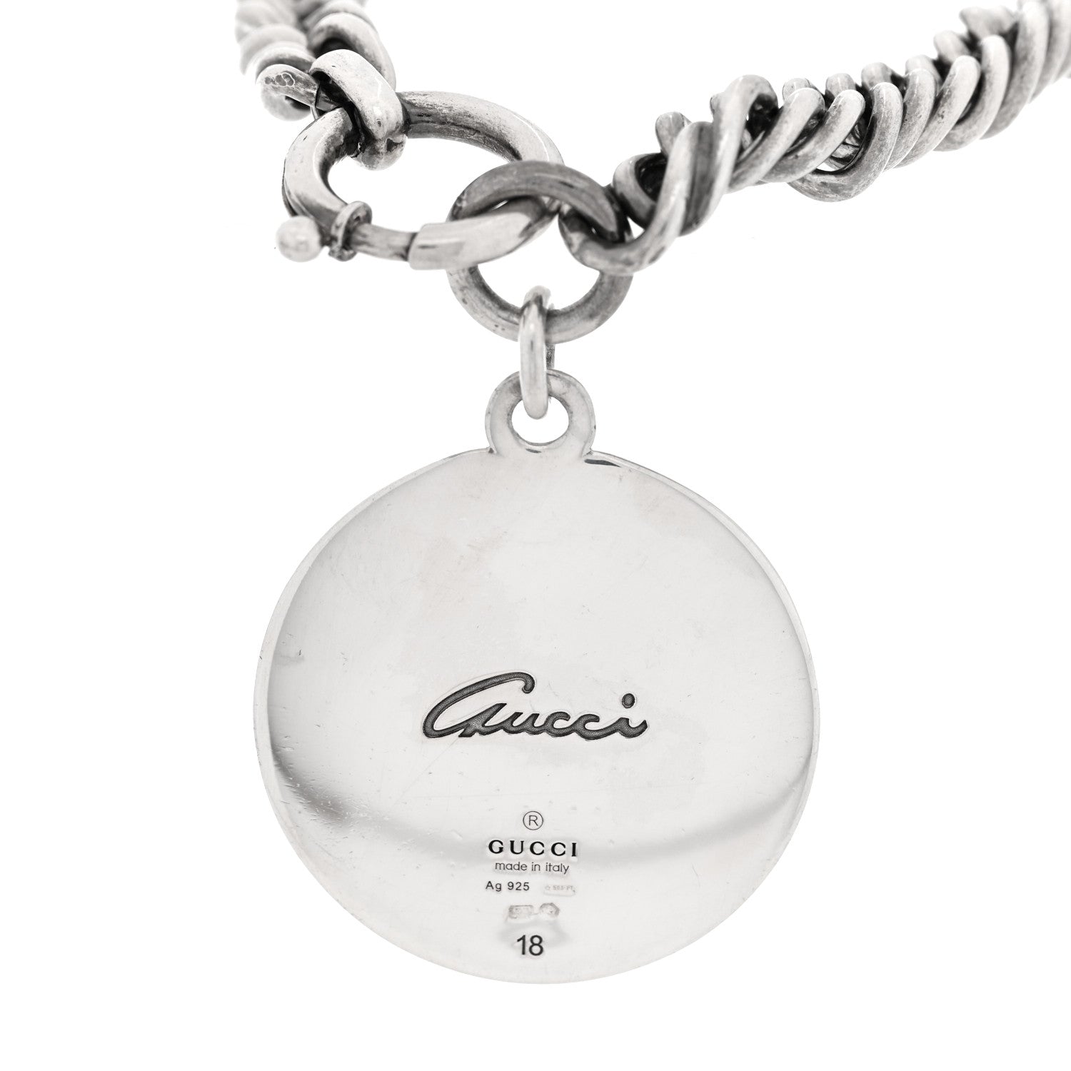 Gucci Sterling Silver Round Flora Chain Bracelet