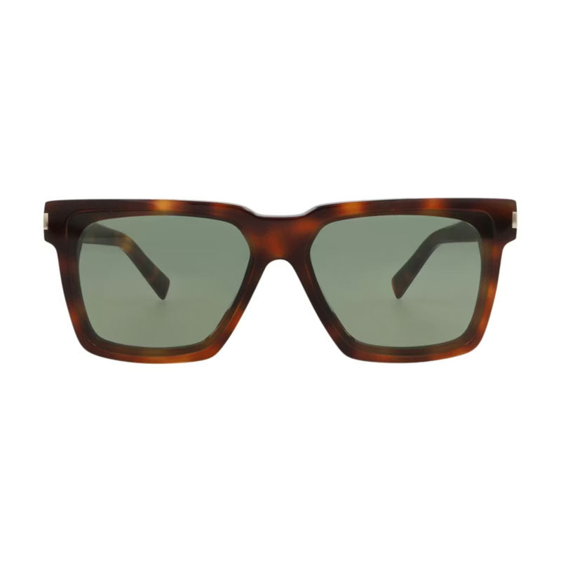 Saint Laurent Sunglasses Square Full Rim, Havana Frame and Green Lens SL610/F003