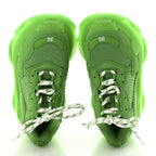 Balenciaga Fabric Mesh Clear Sole Womens Triple S Sneakers 36 Fluo Green