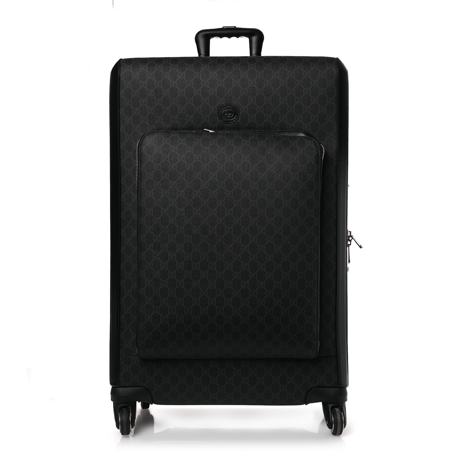 Gucci GG Supreme Monogram Large Four Wheel Suitcase Black Grey