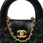 Chanel Shiny Aged Calfskin Quilted Nano Kelly Shopper Black