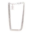 Chanel Oversized Chain Logo Short Necklace Silver
