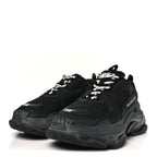 Balenciaga Fabric Mesh Clear Sole Womens Triple S Sneakers 38 Black