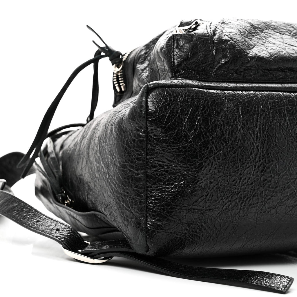 Balenciaga Agneau Classic Silver Hardware Backpack Black