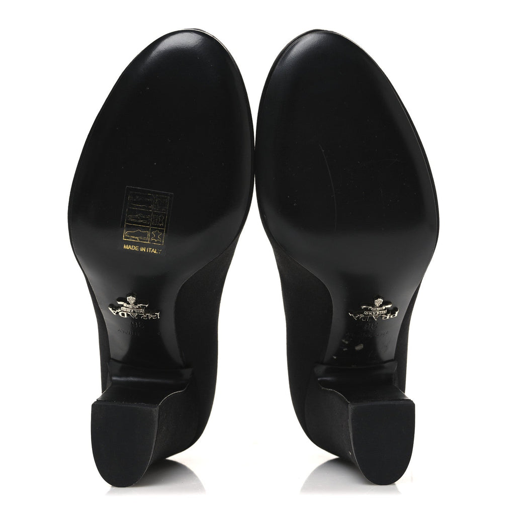 Prada Satin Block Heel Pump 36 Black
