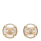 Chanel Pearl CC Clip On Earrings Gold