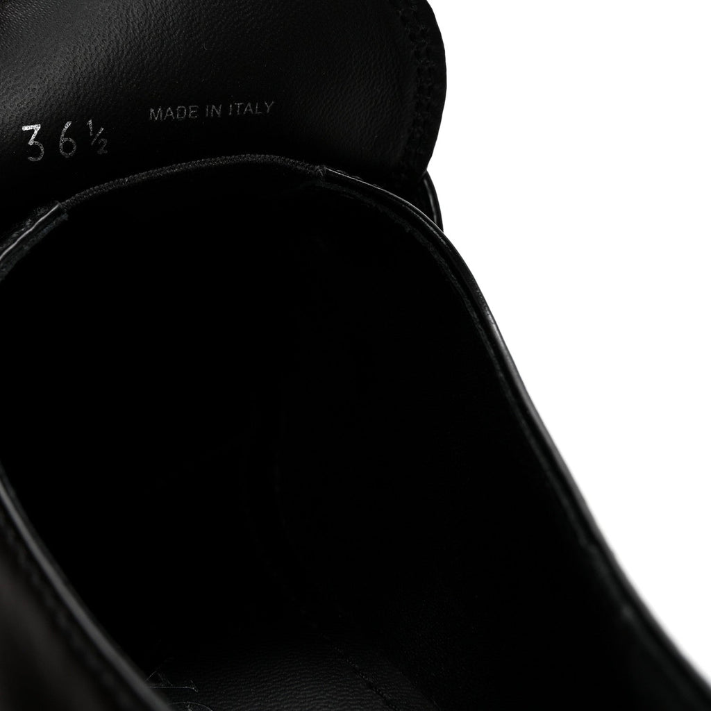 Prada Spazzolato Metal Triangle Logo 50mm Loafers 36.5 Black