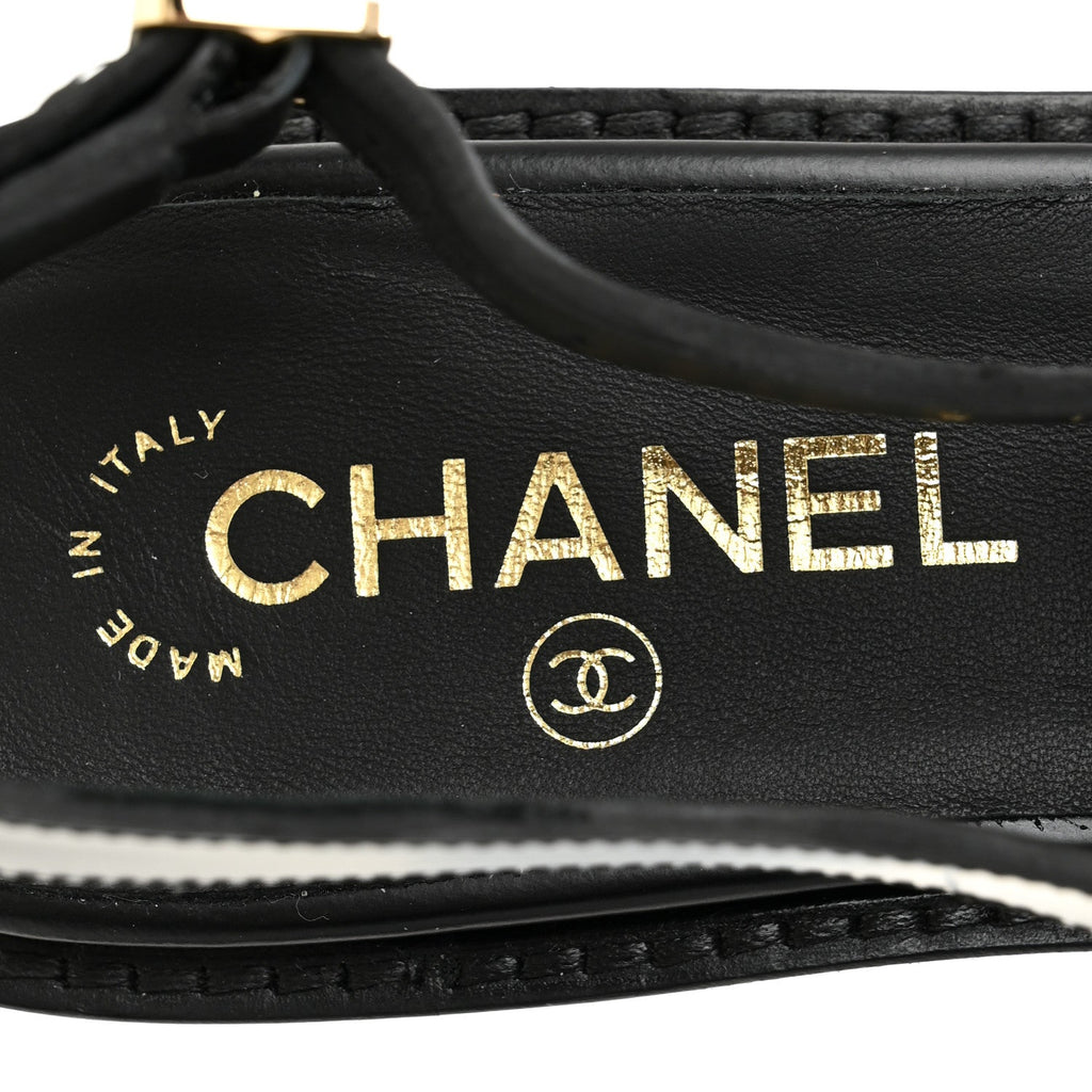 Chanel Calfskin Crystal Slingback Loafers 39 Black
