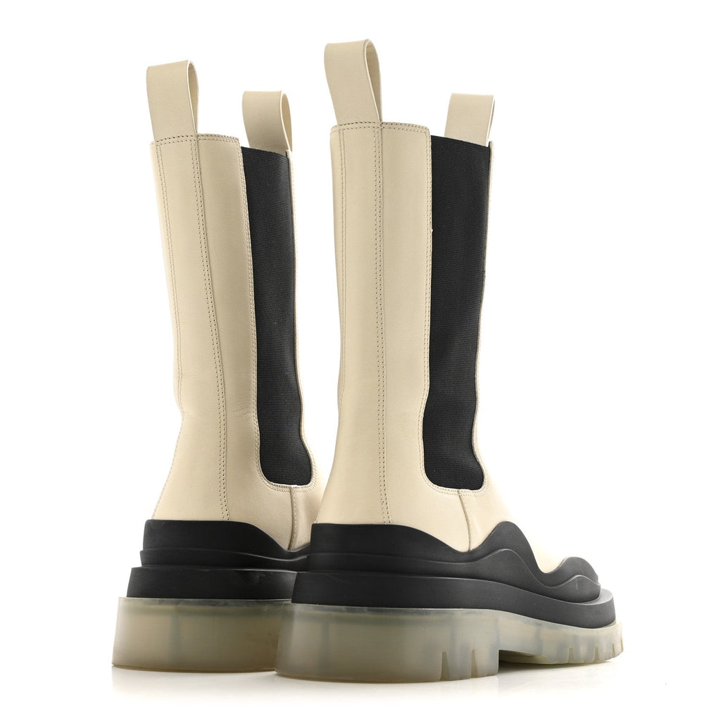 Bottega Veneta Calfskin The Tire Chelsea Boots 39.5 Wax Black Transparent