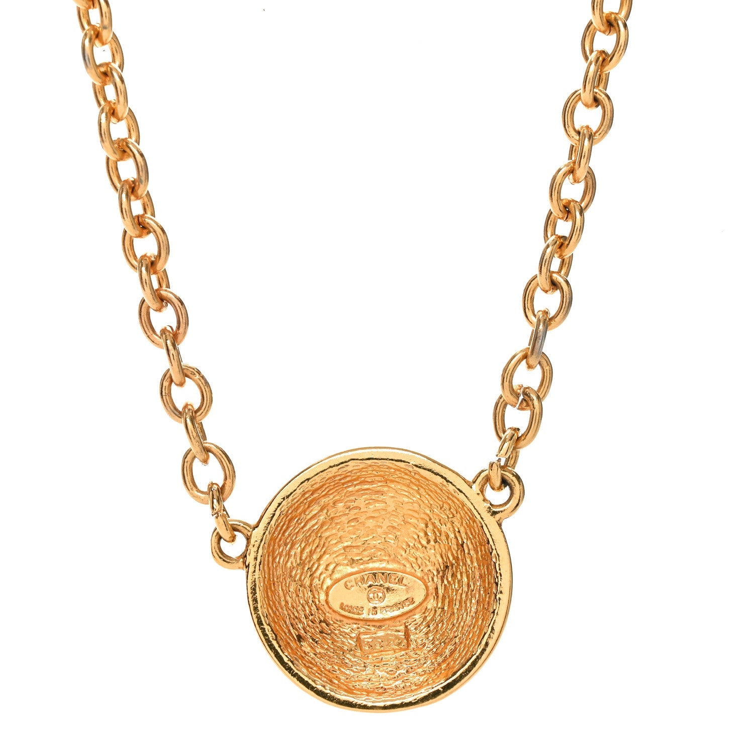 Chanel Quilted CC Pendant Chain Necklace Gold