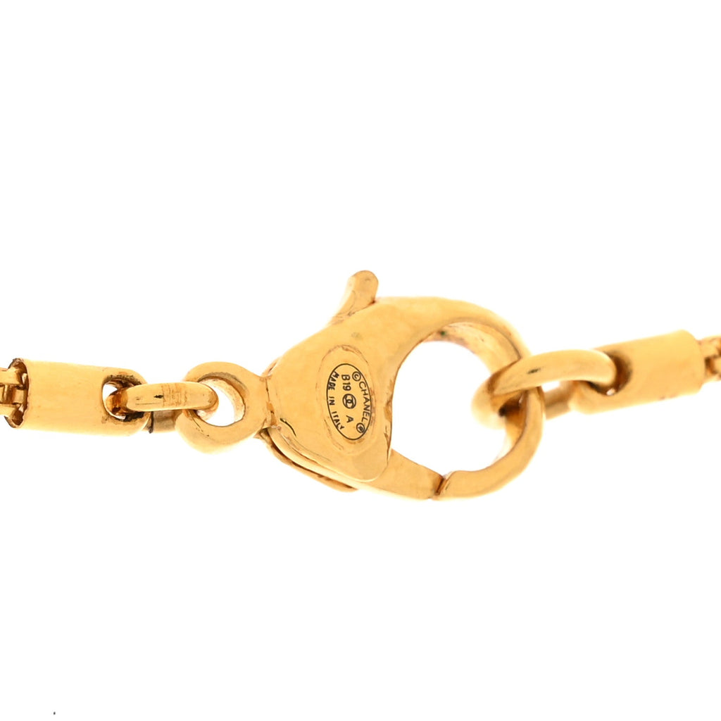 Chanel Resin Along The Nile CC Pendant Necklace Gold Black
