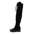 Chanel Nylon Rubber CC Lace Up Thigh High Boots 40 Black