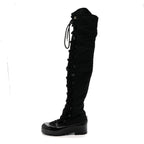 Chanel Nylon Rubber CC Lace Up Thigh High Boots 40 Black