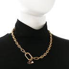 Christian Dior Crystal Pearl CD Chain Necklace Gold