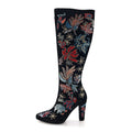 Saint Laurent Velvet Embroidered Claire Boots 36 Black