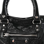 Balenciaga Agneau Arena Storico Silver Hardware Small Le City Black