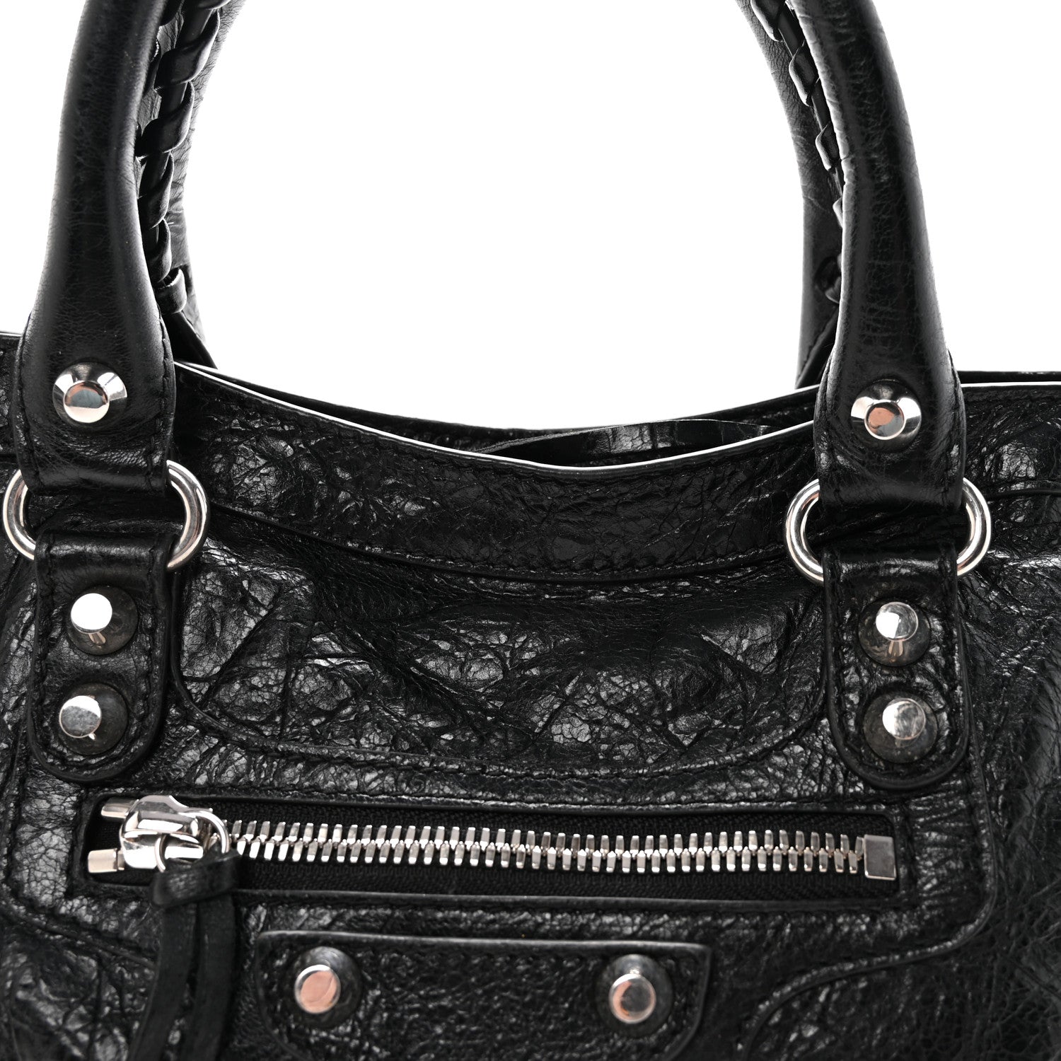 Balenciaga Agneau Arena Storico Silver Hardware Small Le City Black