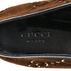 Gucci Velvet GG Monogram Horsebit Womens Jordaan Loafers 40 Brown Black