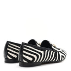 Gucci Pony Hair Zebra Print Womens Horsebit Moccasin Loafers 37.5 Black White