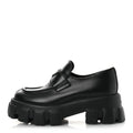 Prada Spazzolato Rois Metal Triangle Logo Monolith 55mm Loafers 39 Black