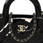 Chanel Mirror Calfskin Quilted Nano Kelly Shopper Black