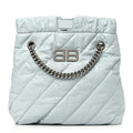 Balenciaga Crushed Calfskin Quilted Crush Small Tote Bag Light Blue
