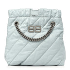 Balenciaga Crushed Calfskin Quilted Crush Small Tote Bag Light Blue