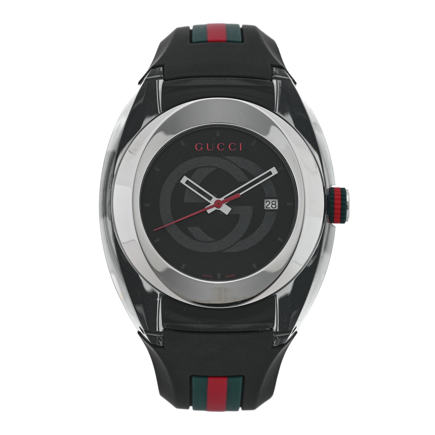 Gucci Stainless Steel Rubber 46mm Sync Web Quartz Watch Black