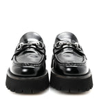 Gucci Cordovan Lux Womens Horsebit 45mm Platform Loafers 39 Black