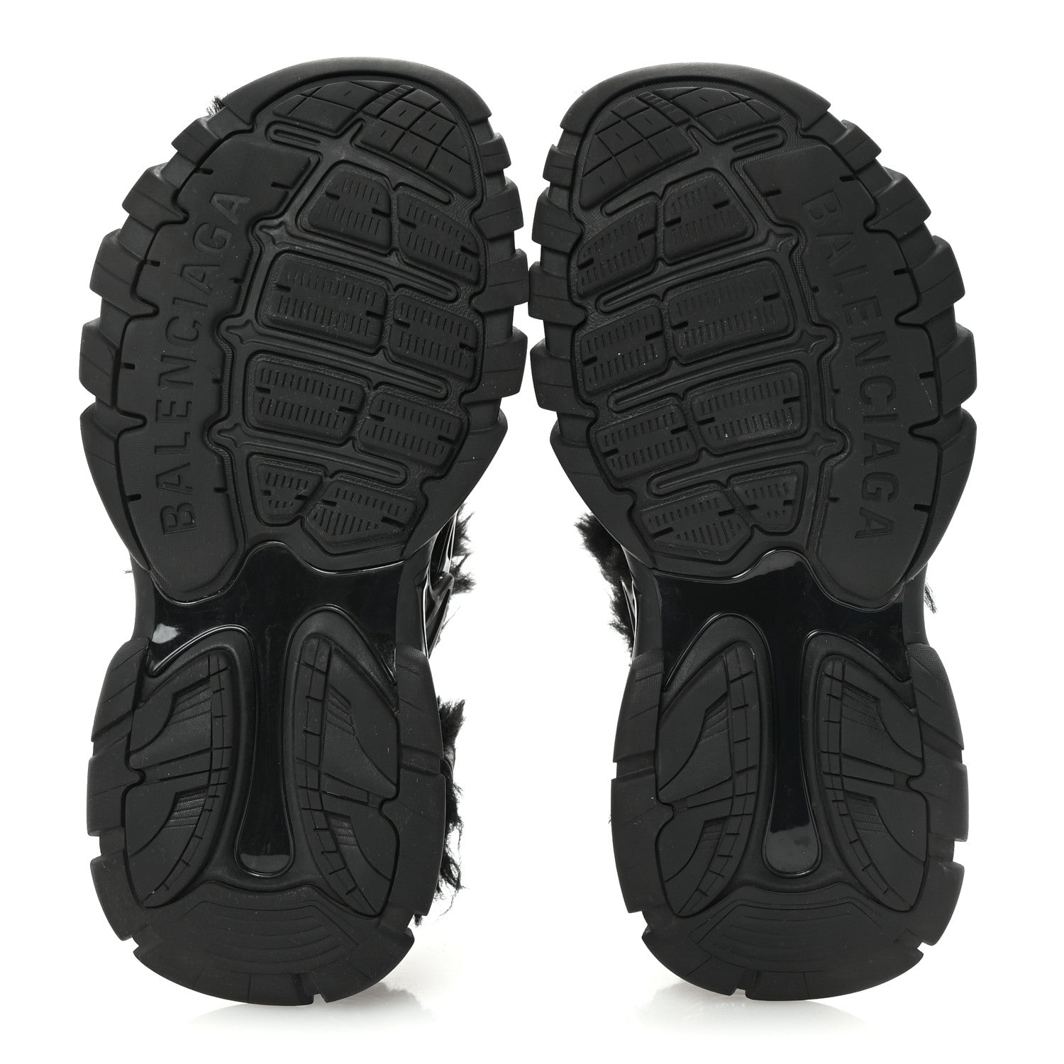 Balenciaga Faux Fur Rubber Mesh Womens Track Sandals 40 Black