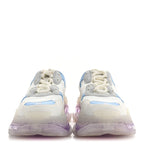Balenciaga Fabric Mesh Clear Sole Womens Triple S Sneakers 36 Light Blue Grey Lilac White