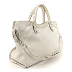 Balenciaga Chevre Silver Metallic Edge Hardware City White