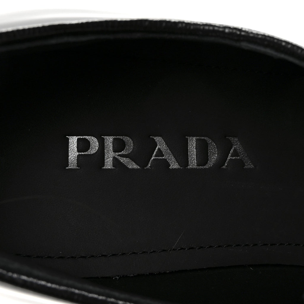 Prada Spazzolato Lace Up 50mm Loafers 39 Black