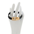 Saint Laurent Calfskin Cocco Print Bracelet M  Black