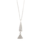 Saint Laurent Brass Triangle Pendant Long Necklace Oxidized Silver