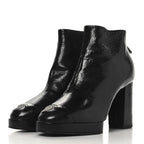 Chanel Crumpled Calfskin Cap Toe CC Ankle Boots 35.5 Black