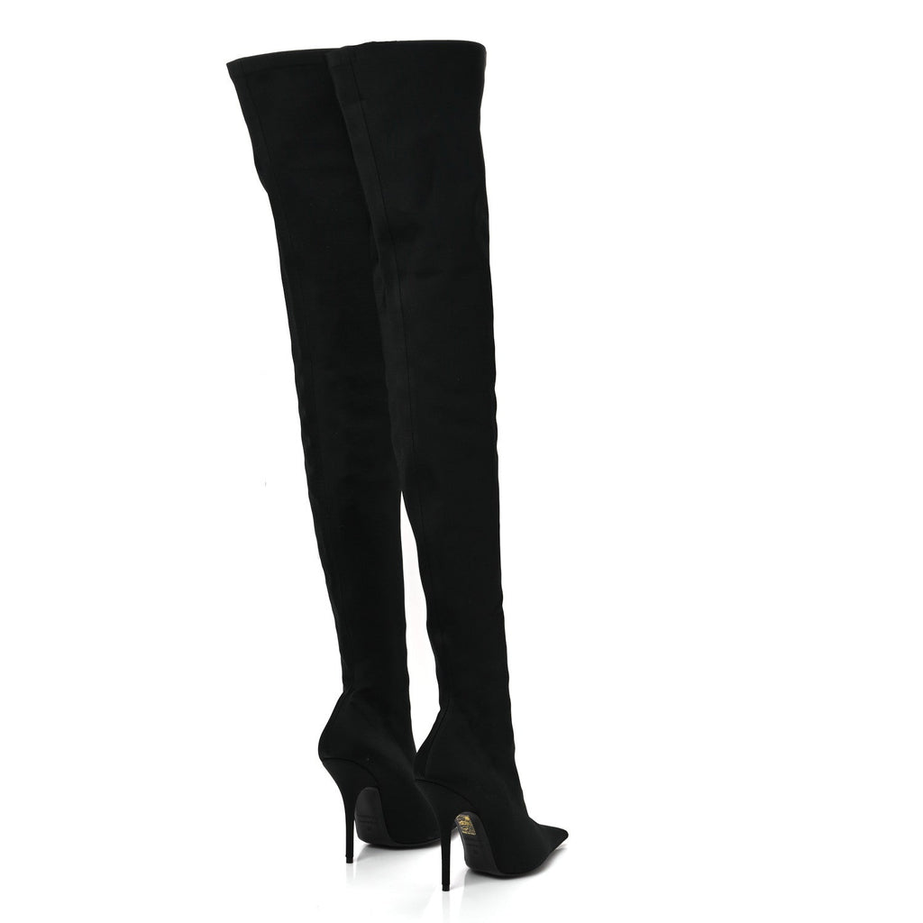 Balenciaga Spandex Pointed Toe Knife 110MM Thigh High Boots 39 Black