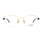 Saint Laurent Eyeglasses Cat Eye Semi Rim, Black/Silver Frame and Clear Demo Lens Lens SLM64002