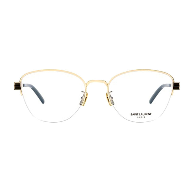 Saint Laurent Eyeglasses Cat Eye Semi Rim, Black/Silver Frame and Clear Demo Lens Lens SLM64002