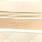 Chanel Shiny Aged Calfskin Quilted Nano Kelly Shopper White